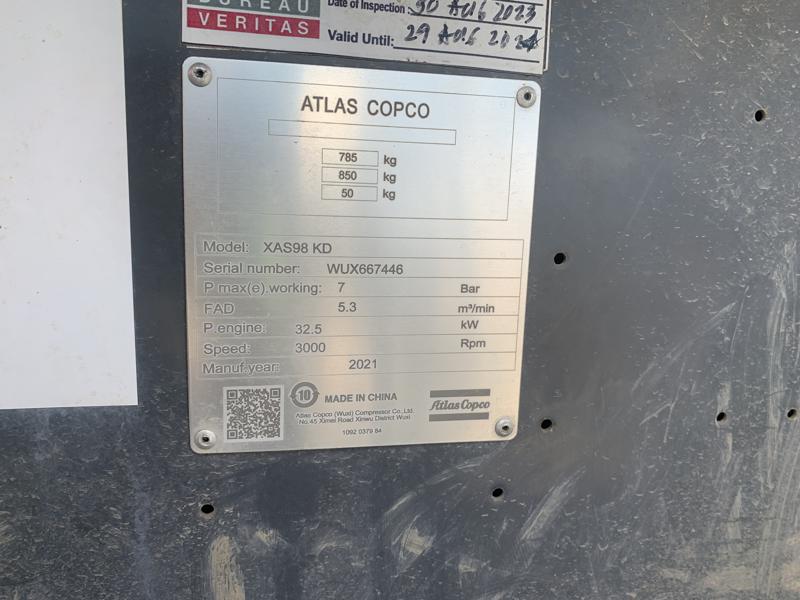 Air Compressor 08 Atlas Copco XAS 98 (2021) 190 CFM