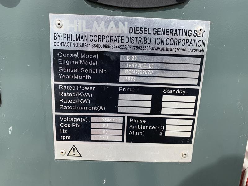 Generator 44 Philman / Isuzu G33 (2023) 35 kVA 'SOLD'