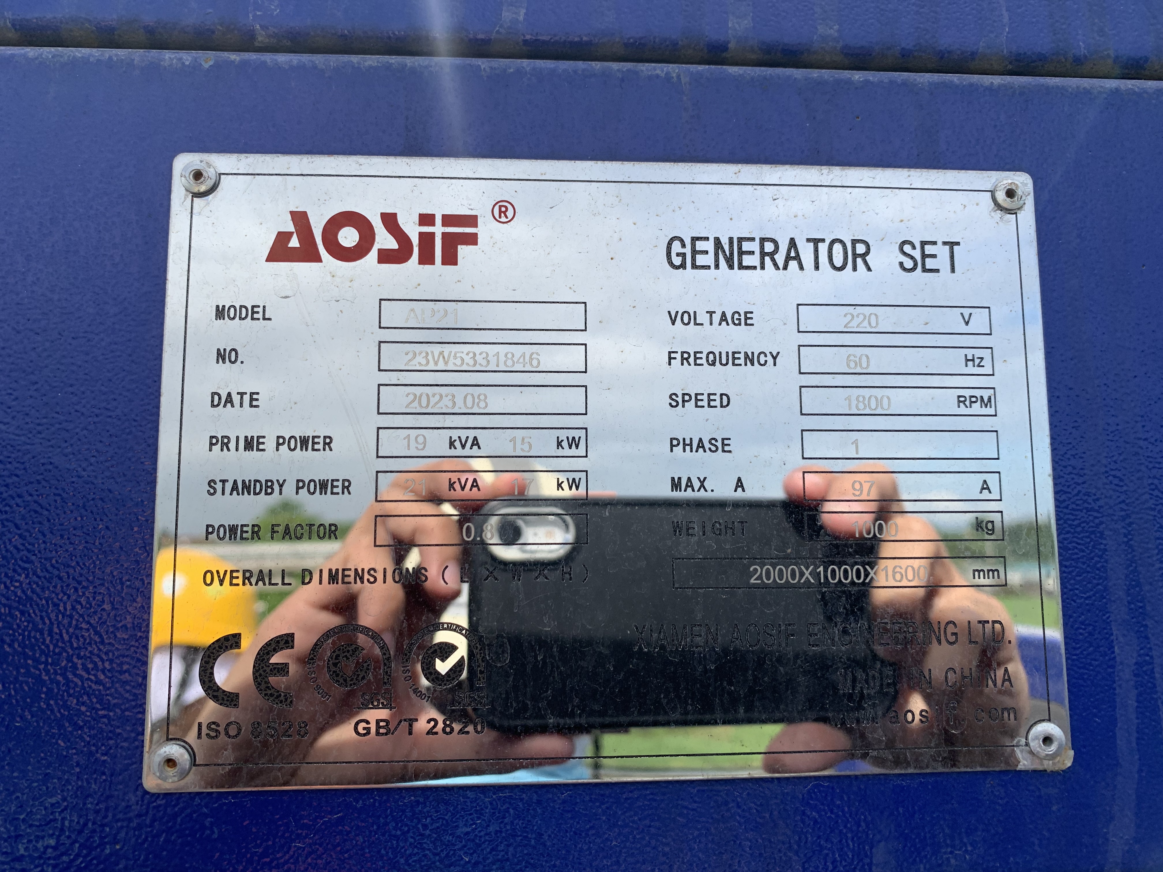 Generator 52 Aosif AP21 (2023) 21 kVA